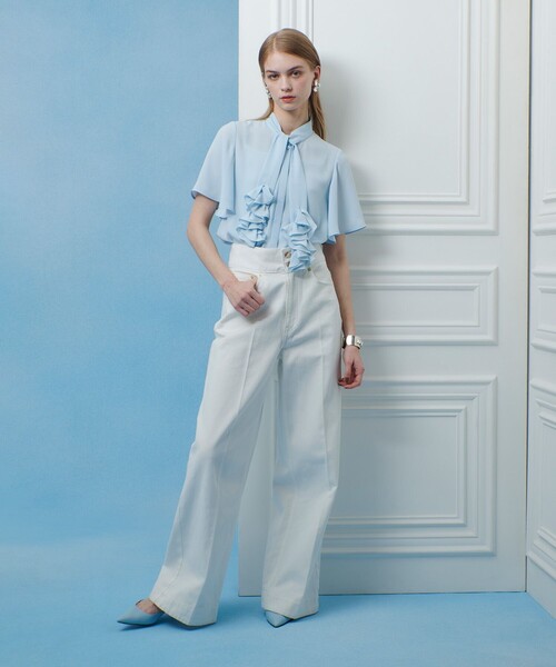【新品タグ付】LOULOU WILLOUGHBYハイウエストワイドデニムパンツ LOULOU WILLOUGHBY】ハイウエストワイドデニムパンツ（デニムパンツ