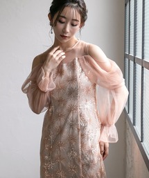 チュールオフショルイルミナドレス