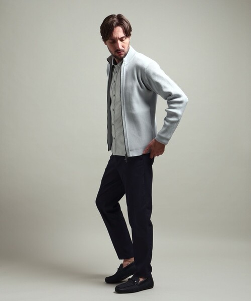 HIDEAWAYS NICOLE（ハイダウェイニコル）の「【HIDEAWAYS BLACK】フルジップスタンドニットブルゾン（カーディガン/ボレロ・メンズ・ライトグレー/ホワイト/ネイビー/ブラック・M/XL/L）」の6枚目の写真