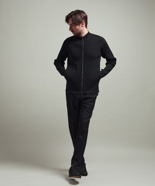 HIDEAWAYS NICOLE（ハイダウェイニコル）の「【HIDEAWAYS BLACK】フルジップスタンドニットブルゾン（カーディガン/ボレロ・メンズ・ライトグレー/ホワイト/ネイビー/ブラック・M/XL/L）」の7枚目の写真