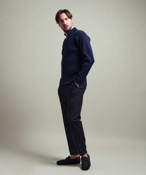 HIDEAWAYS NICOLE（ハイダウェイニコル）の「【HIDEAWAYS BLACK】フルジップスタンドニットブルゾン（カーディガン/ボレロ・メンズ・ライトグレー/ホワイト/ネイビー/ブラック・M/XL/L）」の8枚目の写真