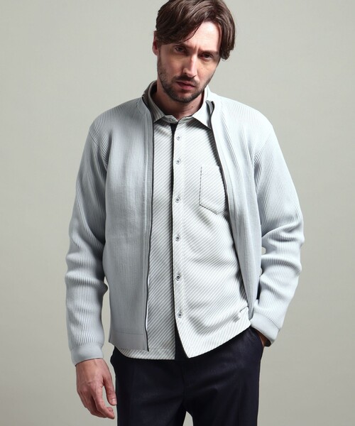 HIDEAWAYS NICOLE（ハイダウェイニコル）の「【HIDEAWAYS BLACK】フルジップスタンドニットブルゾン（カーディガン/ボレロ・メンズ・ライトグレー/ホワイト/ネイビー/ブラック・M/XL/L）」の9枚目の写真