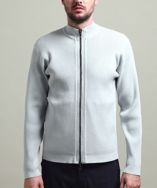 HIDEAWAYS NICOLE（ハイダウェイニコル）の「【HIDEAWAYS BLACK】フルジップスタンドニットブルゾン（カーディガン/ボレロ・メンズ・ライトグレー/ホワイト/ネイビー/ブラック・M/XL/L）」の10枚目の写真