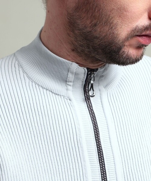 HIDEAWAYS NICOLE（ハイダウェイニコル）の「【HIDEAWAYS BLACK】フルジップスタンドニットブルゾン（カーディガン/ボレロ・メンズ・ライトグレー/ホワイト/ネイビー/ブラック・M/XL/L）」の11枚目の写真