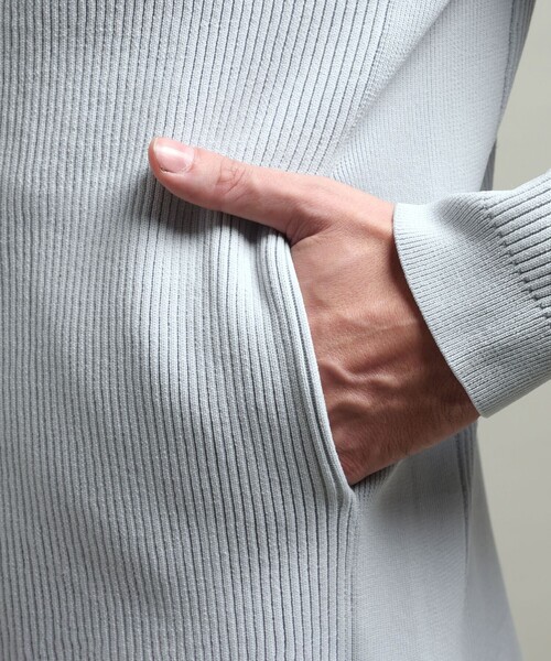 HIDEAWAYS NICOLE（ハイダウェイニコル）の「【HIDEAWAYS BLACK】フルジップスタンドニットブルゾン（カーディガン/ボレロ・メンズ・ライトグレー/ホワイト/ネイビー/ブラック・M/XL/L）」の12枚目の写真