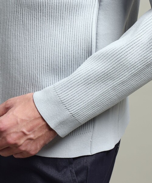 HIDEAWAYS NICOLE（ハイダウェイニコル）の「【HIDEAWAYS BLACK】フルジップスタンドニットブルゾン（カーディガン/ボレロ・メンズ・ライトグレー/ホワイト/ネイビー/ブラック・M/XL/L）」の13枚目の写真