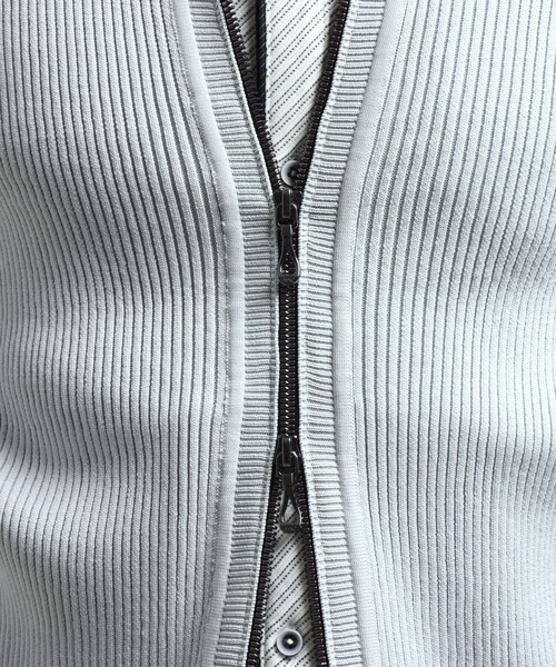 HIDEAWAYS NICOLE（ハイダウェイニコル）の「【HIDEAWAYS BLACK】フルジップスタンドニットブルゾン（カーディガン/ボレロ・メンズ・ライトグレー/ホワイト/ネイビー/ブラック・M/XL/L）」の18枚目の写真