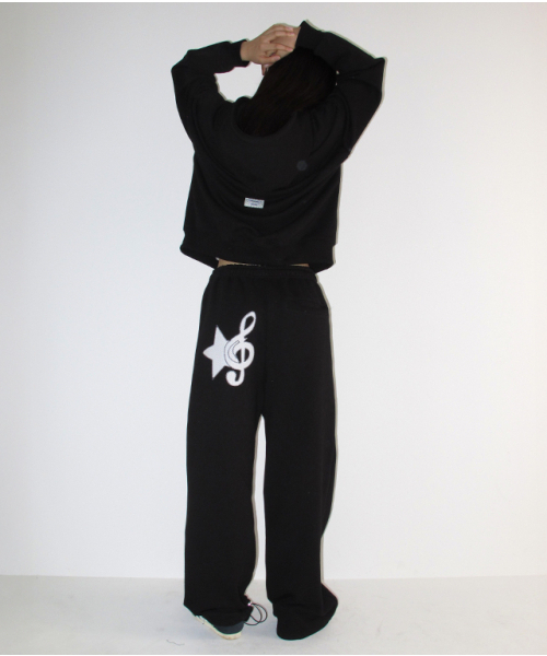 RONRON(ロンロン)の「DOT CLEF R APPLIQUE SWEAT JOGGER PANTS BLACK(スウェットパンツ・レディース・その他・FREE)」の4枚目の写真