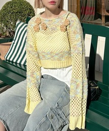 Alley Tokyo | フラワーモチーフメッシュカラフルニット(ニット/セーター)