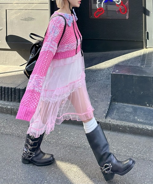 Alley Tokyo（アリートーキョー）の「フラワーモチーフメッシュカラフルニット（ニット/セーター・レディース・ピンク/ブルー/イエロー・FREE）」の17枚目の写真