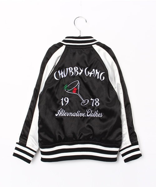 CHUBBYGANG（チャビーギャング）の「リバーシブル　サテンスカジャン（ブルゾン・キッズ・ブラック・120/130/110/100）」の2枚目の写真
