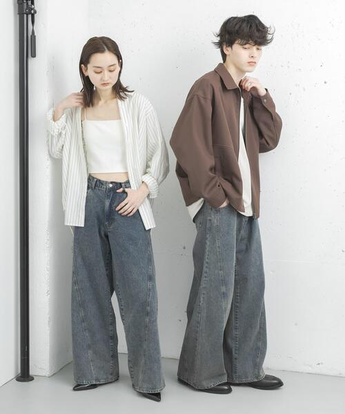 SENSE OF PLACE by URBAN RESEARCH（センスオブプレイスバイアーバンリサーチ）の「『ユニセックス』ケミカルバギーワイドデニムパンツ（デニムパンツ・メンズ・インディゴブルー/ネイビー/ブラック・MEDIUM/LARGE）」の5枚目の写真