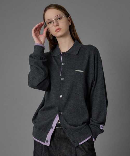 ONCILY(オンシェリー)の「LAYERED COLOR KNIT SHIRT CARDIGAN / レイヤードカラーニットシャツカーディガン(シャツ/ブラウス・メンズ・グレー系その他2/ネイビー/ライトグレー/ブラック/グレー系その他/チャコールグレー・SMALL/MEDIUM/LARGE)」の4枚目の写真