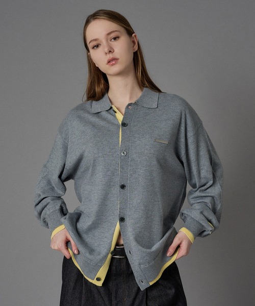 ONCILY(オンシェリー)の「LAYERED COLOR KNIT SHIRT CARDIGAN / レイヤードカラーニットシャツカーディガン(シャツ/ブラウス・メンズ・グレー系その他2/ネイビー/ライトグレー/ブラック/グレー系その他/チャコールグレー・SMALL/MEDIUM/LARGE)」の3枚目の写真