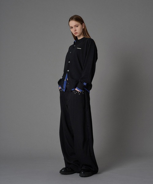 ONCILY(オンシェリー)の「LAYERED COLOR KNIT SHIRT CARDIGAN / レイヤードカラーニットシャツカーディガン(シャツ/ブラウス・メンズ・グレー系その他2/ネイビー/ライトグレー/ブラック/グレー系その他/チャコールグレー・SMALL/MEDIUM/LARGE)」の16枚目の写真