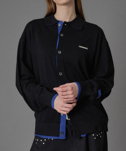 ONCILY(オンシェリー)の「LAYERED COLOR KNIT SHIRT CARDIGAN / レイヤードカラーニットシャツカーディガン(シャツ/ブラウス・メンズ・グレー系その他2/ネイビー/ライトグレー/ブラック/グレー系その他/チャコールグレー・SMALL/MEDIUM/LARGE)」の12枚目の写真
