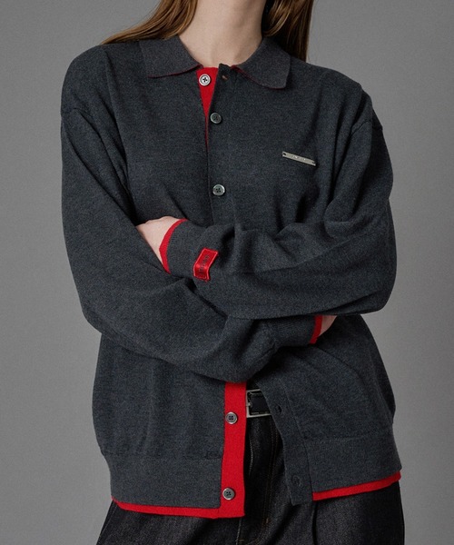 ONCILY(オンシェリー)の「LAYERED COLOR KNIT SHIRT CARDIGAN / レイヤードカラーニットシャツカーディガン(シャツ/ブラウス・メンズ・グレー系その他2/ネイビー/ライトグレー/ブラック/グレー系その他/チャコールグレー・SMALL/MEDIUM/LARGE)」の22枚目の写真