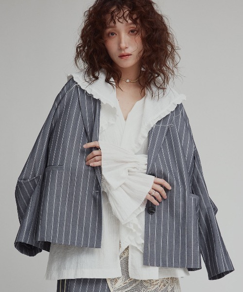 W:Huku(フーク)の「【W:Huku / ソフトタッチツイル】オーバー シルエット ジャケット / Soft Touch Twill Oversized Jacket(テーラードジャケット・レディース・ブラウン系その他/グレー系その他/ブラック/ベージュ系その他・FREE)」の3枚目の写真