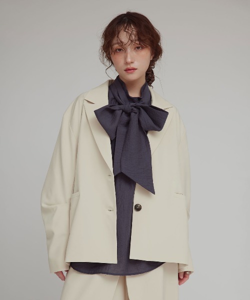 W:Huku(フーク)の「【W:Huku / ソフトタッチツイル】オーバー シルエット ジャケット / Soft Touch Twill Oversized Jacket(テーラードジャケット・レディース・ブラウン系その他/グレー系その他/ブラック/ベージュ系その他・FREE)」の4枚目の写真