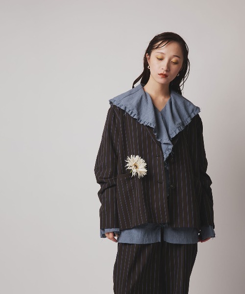 W:Huku(フーク)の「【W:Huku / ソフトタッチツイル】オーバー シルエット ジャケット / Soft Touch Twill Oversized Jacket(テーラードジャケット・レディース・ブラウン系その他/グレー系その他/ブラック/ベージュ系その他・FREE)」の17枚目の写真