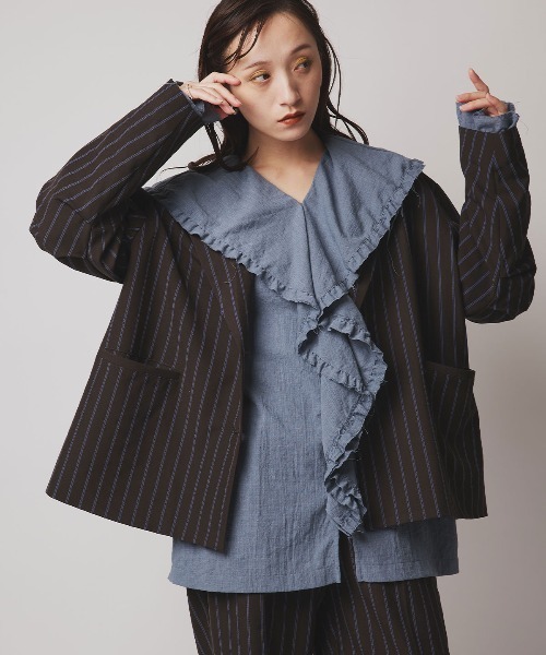 W:Huku(フーク)の「【W:Huku / ソフトタッチツイル】オーバー シルエット ジャケット / Soft Touch Twill Oversized Jacket(テーラードジャケット・レディース・ブラウン系その他/グレー系その他/ブラック/ベージュ系その他・FREE)」の5枚目の写真