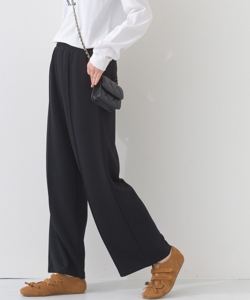 OMNES（オムネス）の「ソフトポンチ センタープリーツパンツ UVカット花粉リリース付（その他パンツ・レディース・ブラック/ベージュ・FREE）」の5枚目の写真