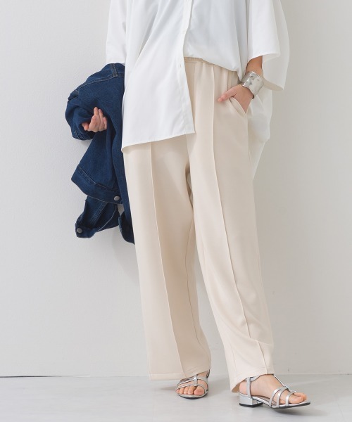 OMNES（オムネス）の「ソフトポンチ センタープリーツパンツ UVカット花粉リリース付（その他パンツ・レディース・ブラック/ベージュ・FREE）」の9枚目の写真