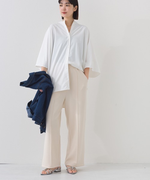 OMNES（オムネス）の「ソフトポンチ センタープリーツパンツ UVカット花粉リリース付（その他パンツ・レディース・ブラック/ベージュ・FREE）」の12枚目の写真