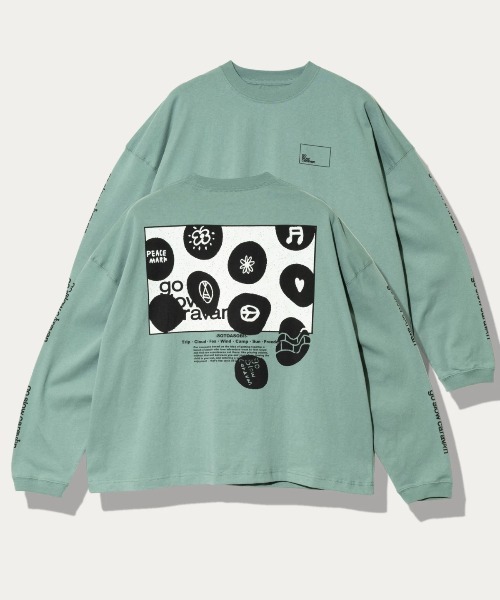 go slow caravan(ゴースローキャラバン)の「USA/C スクエアLOGO バックプリント ミドルLSTEE W(Tシャツ/カットソー・レディース・ホワイト/グリーン/ネイビー・FREE)」の2枚目の写真