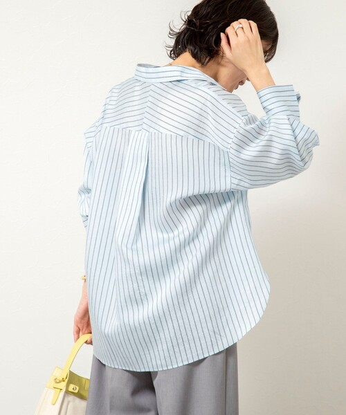 NOLLEY’S Sophi(ノーリーズソフィ)の「ウォッシャブルタンブラーストライプ3WAYシャツ(シャツ/ブラウス・レディース・ブルー系その他3/ピンク系その他3・38)」の6枚目の写真