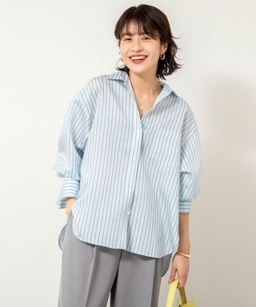 NOLLEY’S Sophi(ノーリーズソフィ)の「ウォッシャブルタンブラーストライプ3WAYシャツ(シャツ/ブラウス・レディース・ブルー系その他3/ピンク系その他3・38)」の7枚目の写真