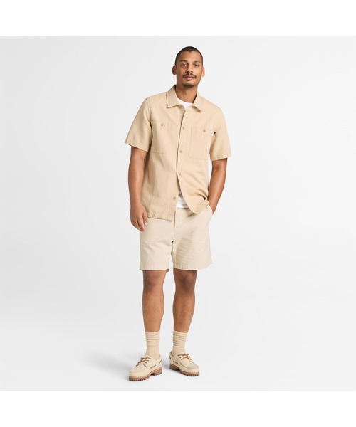 Timberland(ティンバーランド)の「コットンリネン ユーティリティ 半袖 シャツ メンズ(シャツ/ブラウス・メンズ・ベージュ・LARGE/MEDIUM/X-LARGE)」の2枚目の写真