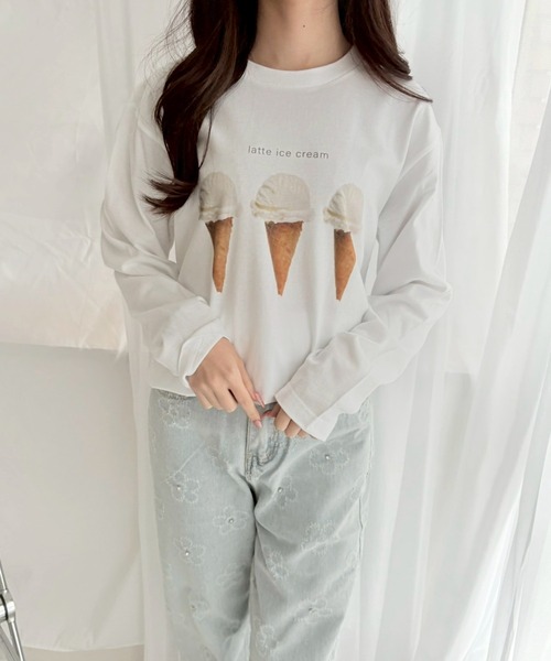 etta（エタ）の「デザートプリントロンT／長袖Tシャツ（Tシャツ/カットソー・レディース・ホワイト・MEDIUM/LARGE/SMALL/X-LARGE/X-SMALL）」の4枚目の写真