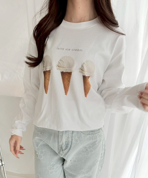 etta（エタ）の「デザートプリントロンT／長袖Tシャツ（Tシャツ/カットソー・レディース・ホワイト・MEDIUM/LARGE/SMALL/X-LARGE/X-SMALL）」の6枚目の写真