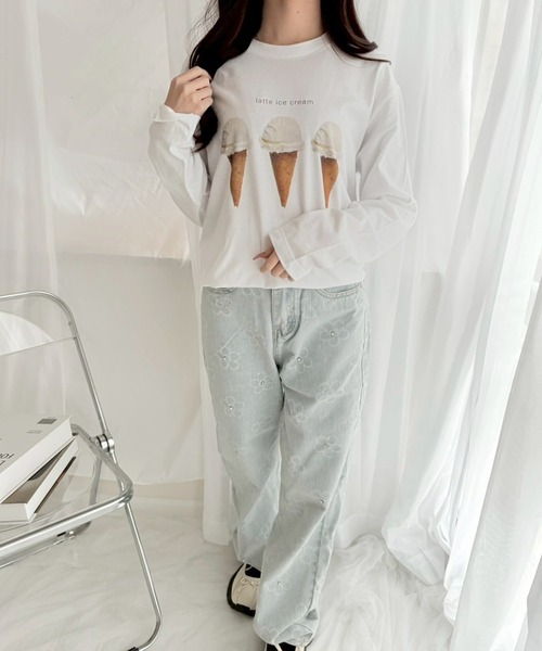 etta（エタ）の「デザートプリントロンT／長袖Tシャツ（Tシャツ/カットソー・レディース・ホワイト・MEDIUM/LARGE/SMALL/X-LARGE/X-SMALL）」の7枚目の写真