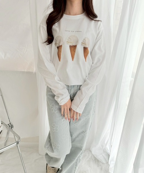 etta（エタ）の「デザートプリントロンT／長袖Tシャツ（Tシャツ/カットソー・レディース・ホワイト・MEDIUM/LARGE/SMALL/X-LARGE/X-SMALL）」の8枚目の写真
