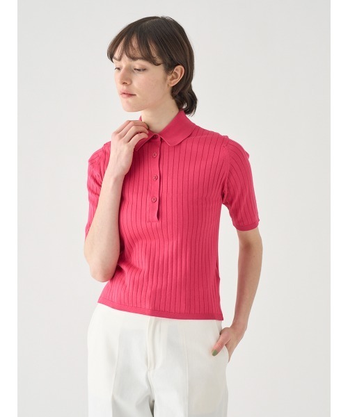 JOHN SMEDLEY（ジョンスメドレー）の「コットンリブニットポロシャツ（ポロシャツ・レディース・ピンク系その他2・M）」の3枚目の写真