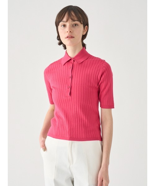 JOHN SMEDLEY（ジョンスメドレー）の「コットンリブニットポロシャツ（ポロシャツ・レディース・ピンク系その他2・M）」の5枚目の写真