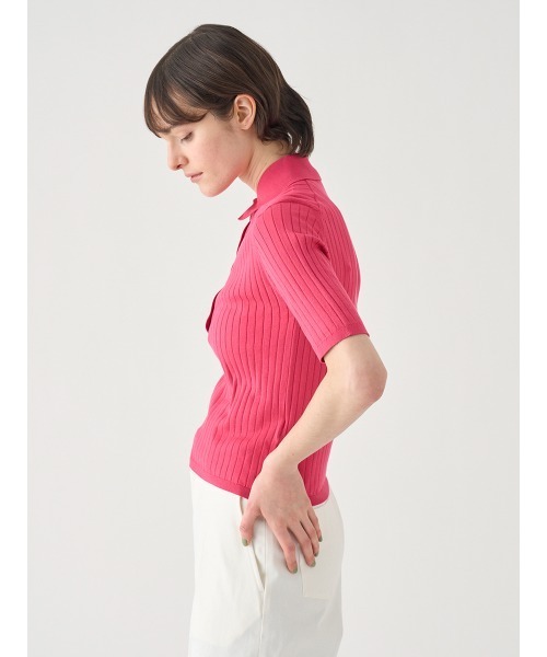 JOHN SMEDLEY（ジョンスメドレー）の「コットンリブニットポロシャツ（ポロシャツ・レディース・ピンク系その他2・M）」の6枚目の写真