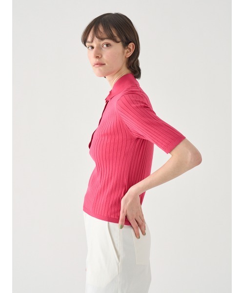 JOHN SMEDLEY（ジョンスメドレー）の「コットンリブニットポロシャツ（ポロシャツ・レディース・ピンク系その他2・M）」の7枚目の写真