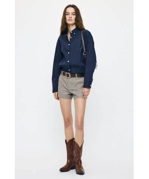 MOUSSY(マウジー)の「【26年SS新作】【セットアップ対応】LINEN BLEND MICRO ショートパンツ(その他パンツ・レディース・グレー/ブラウン・1/2)」の4枚目の写真