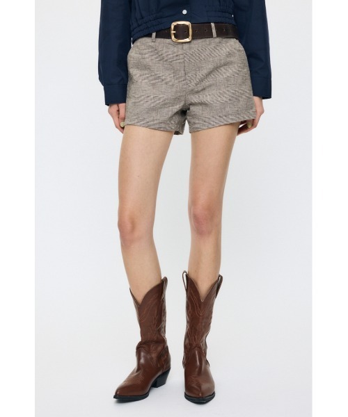 MOUSSY(マウジー)の「【26年SS新作】【セットアップ対応】LINEN BLEND MICRO ショートパンツ(その他パンツ・レディース・グレー/ブラウン・1/2)」の6枚目の写真
