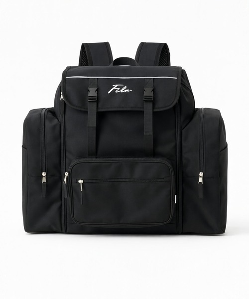 FILA(フィラ)の「【karlas別注】FILA フィラ サブリュック 拡張付リュックサック 子供 キッズ 学生 通学 通勤 大容量 筆記体ロゴ(バックパック/リュック・キッズ・ブラック/ベージュ・FREE)」の4枚目の写真