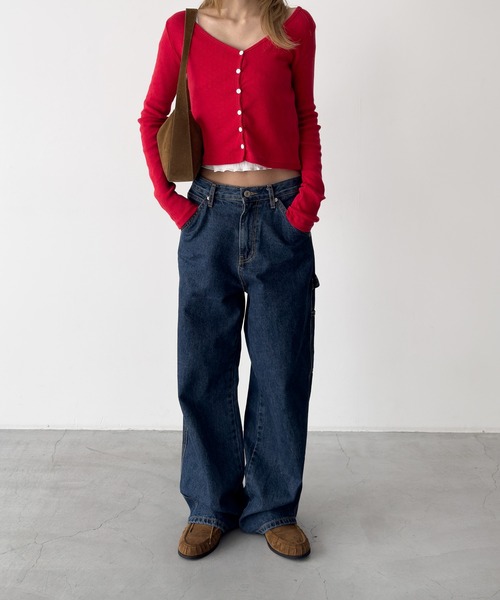 CANAL JEAN（キャナルジーン）の「HARING　アイレットカーディガン（カーディガン/ボレロ・レディース・レッド/アイボリー/ブラック・ONE SIZE）」の6枚目の写真