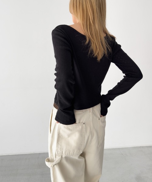 CANAL JEAN（キャナルジーン）の「HARING　アイレットカーディガン（カーディガン/ボレロ・レディース・レッド/アイボリー/ブラック・ONE SIZE）」の10枚目の写真