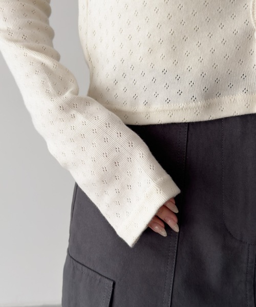 CANAL JEAN（キャナルジーン）の「HARING　アイレットカーディガン（カーディガン/ボレロ・レディース・レッド/アイボリー/ブラック・ONE SIZE）」の16枚目の写真