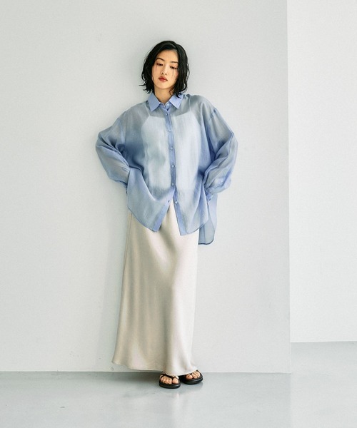 LEPSIM（レプシィム）の「ストレッチサテンスカートSS　652447（スカート・レディース・ブラック/アイボリー/セージグリーン/ライトブルー・TALL/FREE）」の18枚目の写真