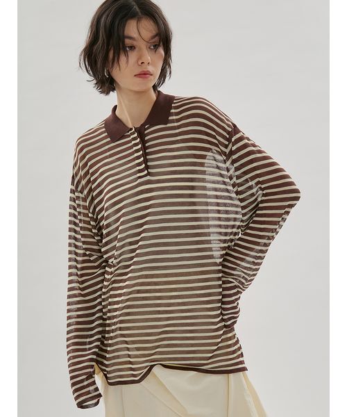 【新品未使用】emmi エミ　シアーボーダーポロニット　26SS シアーボーダーポロニット（ニット/セーター）｜emmi（エミ）の