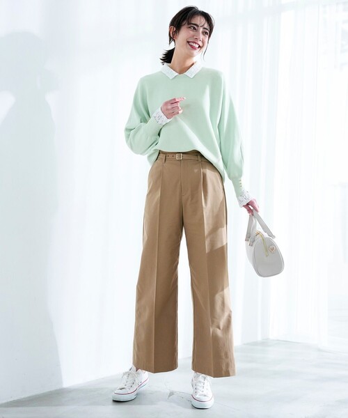 ANY SIS（エニィスィス）の「ツイステッドクリアチノワイド パンツ（その他パンツ・レディース・ベージュ系/アイボリー系/ネイビー系・SMALL/MEDIUM/LARGE）」の4枚目の写真