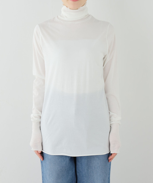 JOURNAL STANDARD LUXE（ジャーナルスタンダード　ラックス）の「エアジャージー タートルネックプルオーバー（Tシャツ/カットソー・レディース・ホワイト/ブラック・FREE）」の2枚目の写真